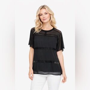 Sienna & Bellini black mesh sheer blouse OS